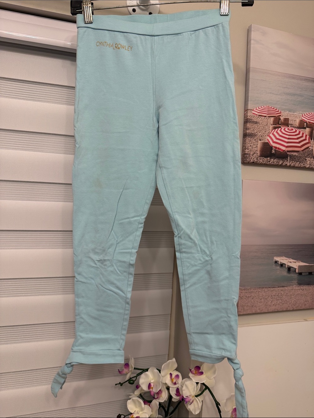 Cynthia Rowley Light Aqua Tie-Hem capris Leggings